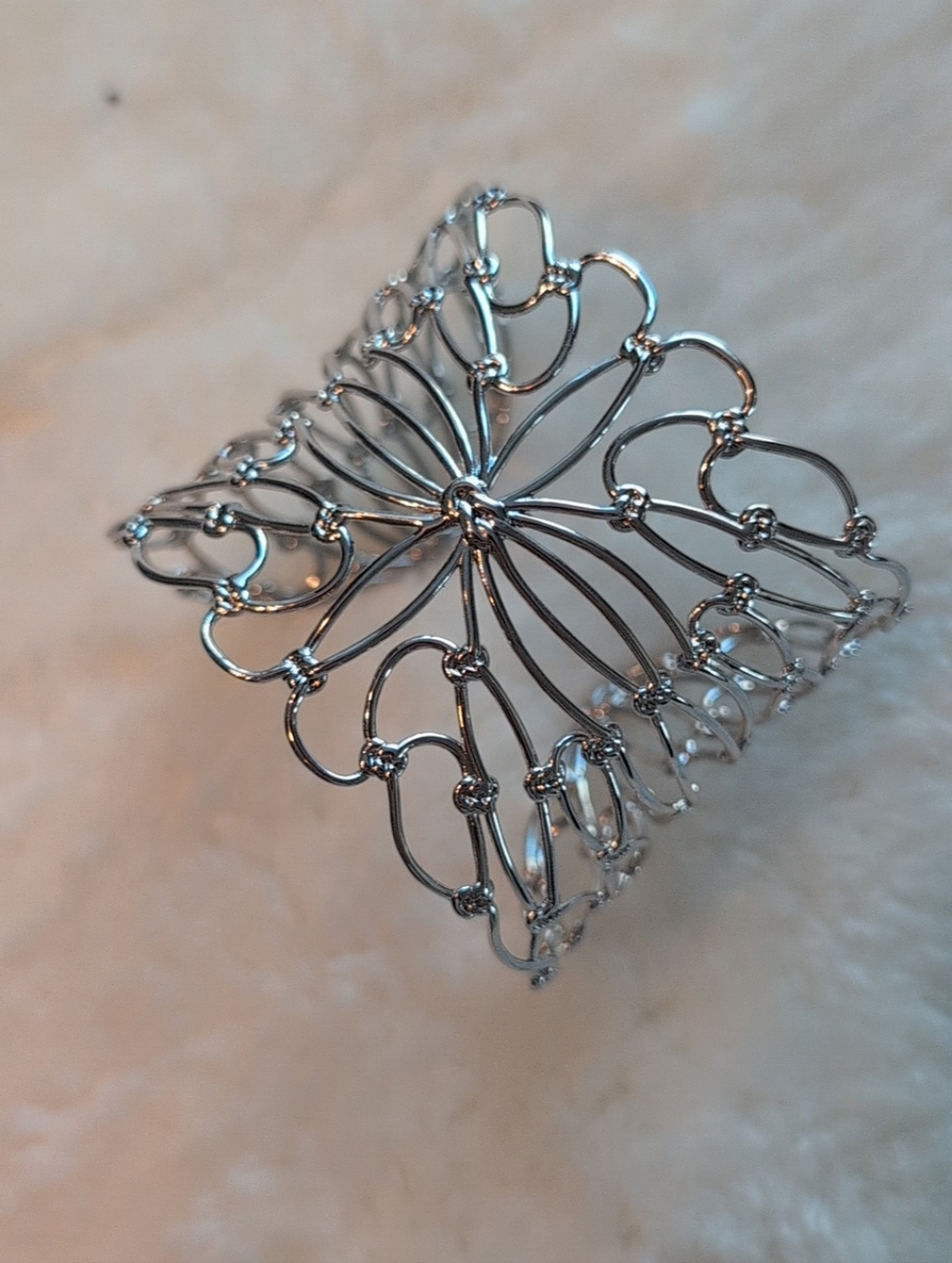Kendra Scott Roni Silver Filigree Open Cuff Statement Bracelet Butterfly Design